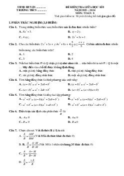 Đề thi giữa học kì 1 môn Toán lớp 8 năm 2023 - 2024 KNTT - Đề 7