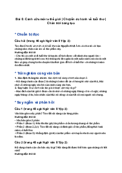 Soạn Văn 8 Bài 8: Cánh cửa mở ra thế giới | Chuyến du hành về tuổi thơ | Chân trời sáng tạo