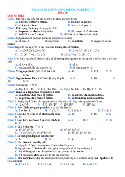 Trắc nghiệm ôn chương nguyên tử Hóa 10 theo từng mức độ (có đáp án)