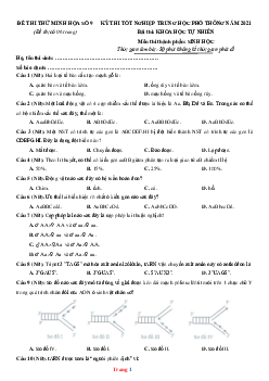 Đề ôn thi TN THPT môn sinh 2021 chuẩn cấu trúc đề minh họa số 9 (có đáp án và lời giải chi tiết)