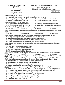 Đề thi học kỳ 1 môn địa lớp 10 quảng nam 2018-2019 (có đáp án)