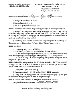 Đề khảo sát chất lượng Toán 9 lần 3 năm 2021 trường THCS Phương Liệt – Hà Nội