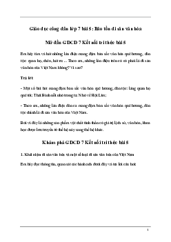 Giải GDCD 7 Bài 5: Bảo tồn di sản văn hóa | Kết nối tri thức