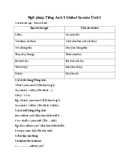 Ngữ pháp Tiếng Anh 3 Global Success Unit 2