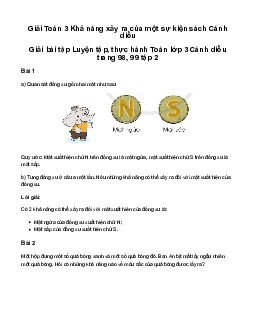 Khả năng xảy ra của một sự kiện: Giải bài tập Luyện tập, thực hành Toán lớp 3 Cánh diều trang 98, 99 tập 2