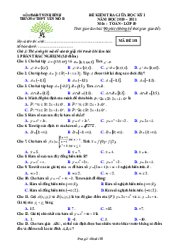Đề kiểm tra giữa HK1 Toán 10 năm 2020 – 2021 trường THPT Yên Mô B – Ninh Bình