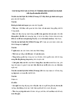 Giải bài tập SGK Lịch sử 10 bài 25