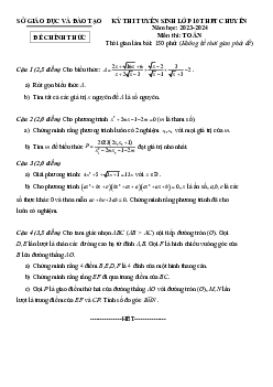 Đề tuyển sinh lớp 10 chuyên môn Toán năm 2023 – 2024 sở GD&ĐT Bình Dương