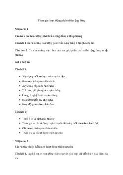 Hoạt động trải nghiệm 8: Tham gia hoạt động phát triển cộng đồng - Chân trời sáng tạo