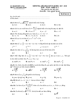 Đề kiểm tra giữa HK1 Toán 12 năm học 2017 – 2018 trung tâm GDTX tỉnh Đồng Nai