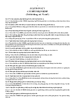 Bài tập dạng câu hỏi nhận định môn Luật Dân sự I có đáp án