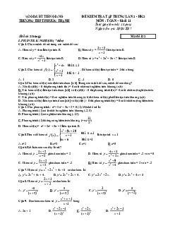 Đề kiểm tra tập trung môn Toán 11 trường THPT Phước Thanh – Tiền Giang lần 2