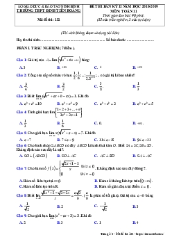 Đề thi bán kỳ 2 Toán 11 năm 2018 – 2019 trường Đinh Tiên Hoàng – Ninh Bình