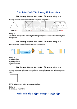 Toán lớp 3 trang 46, 47 Một phần hai, một phần ba, một phần tư, một phần năm Chân trời sáng tạo
