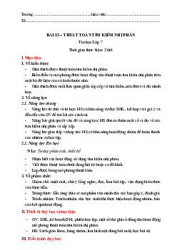 Giáo án Tin học 7 Bài 15: Tìm Kiếm Nhị Phân sách Kết nối tri thức với cuộc sống