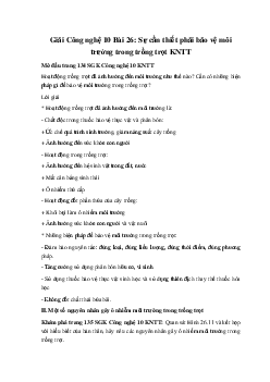 Giải Công nghệ 10 Bài 26: Sự cần thiết phải bảo vệ môi trường trong trồng trọt KNTT