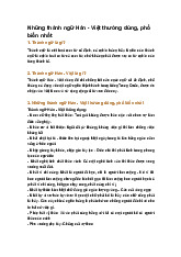 Những thành ngữ Hán - Việt thường dùng, phổ biến nhất