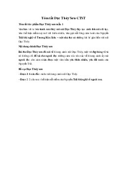 Tóm tắt Dục Thúy Sơn Ngữ Văn 10 sách Chân Trời Sáng Tạo