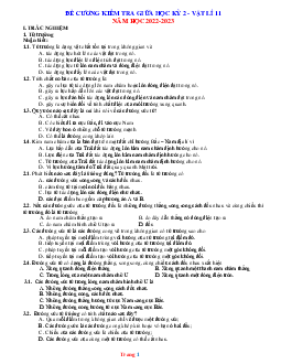 Đề cương ôn tập Vật lí 11 giữa HK2 năm 2022-2023