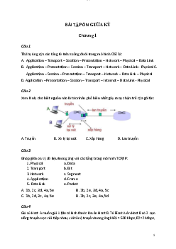Ôn tập giữa kỳ - Nhập môn mạng máy tính | Trường Đại học CNTT Thành Phố Hồ Chí Minh