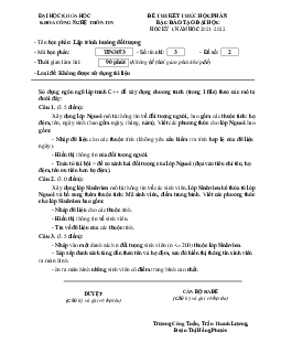 Đề thi kết thúc học phần Lập trình hướng đối tượng
