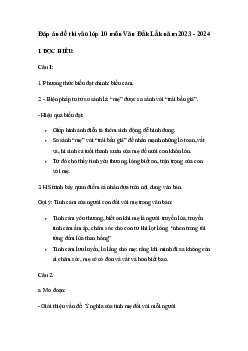 Đề thi vào 10 môn Ngữ văn năm 2023 - 2024 sở GD&ĐT Đắk Lắk