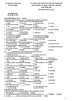 Đề thi chọn học sinh giỏi lớp 12 THPT cấp thành phố (TP Hồ Chí Minh) môn Tiếng Anh năm học 2019-2020