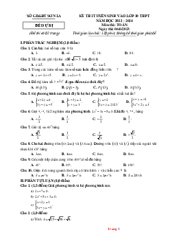 Đề thi tuyển sinh 10 THPT năm 2023-2024 môn toán Sở GD Sơn La đề dự bị (có đáp án và lời giải chi tiết)
