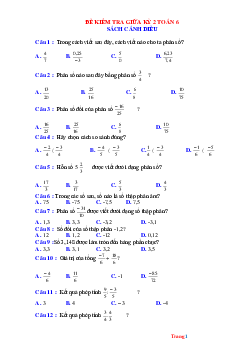 Đề thi giữa kỳ 2 Toán 6 Cánh diều 2021-2022 (có đáp án)