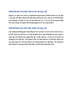Viết mở bài và kết bài cho bài văn miêu tả một cây mà em biết | Tập làm văn 4