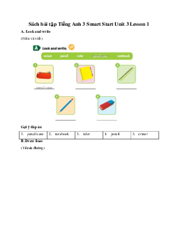 Sách bài tập Tiếng Anh 3 Smart Start Unit 3 Lesson 1
