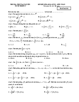 Đề kiểm tra học kỳ 2 Toán 12 năm 2017 – 2018 trường Ngô Quyền – Quảng Ninh