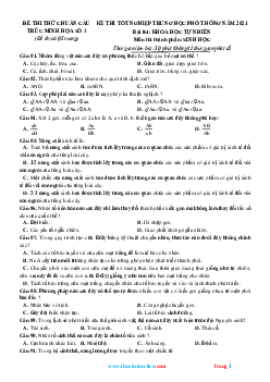 Đề ôn thi tốt nghiệp môn sinh học 2021 chuẩn cấu trúc đề minh họa số 3 (có đáp án và lời giải chi tiết)