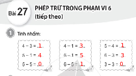 Giáo án điện tử Toán 1 Chương 2 Cánh diều: Phép trừ trong phạm vi 6 (tiếp theo)