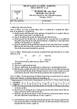 Bài tập lớn môn Lý thuyết xác suất và thống kê ứng dụng | Trường Đại học tài chính-Marketing