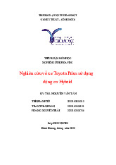 Tiểu luận Nghiên cứu khoa học về xe Toyota Prius và động cơ hybrid (D22CNOT), môn Phương pháp nghiên cứu khoa học - Trường Đại học Thủ Dầu Một.