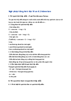 Ngữ pháp unit 2 lớp 10 Adventure | Friends Global