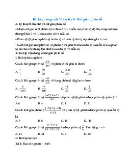 Bài tập nâng cao Toán lớp 6: Rút gọn phân số