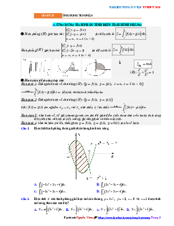 Tổng ôn tập TN THPT 2020 môn Toán: Ứng dụng của tích phân