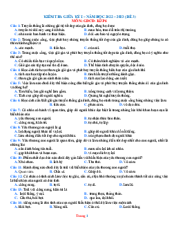 Đề thi giữa HK1 môn GDCD 6 năm 2022-2023 (có đáp án)-Đề 3