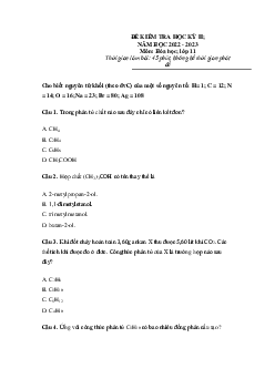 Bộ đề thi học kì 2 môn Hóa học lớp 11 năm 2022 - 2023
