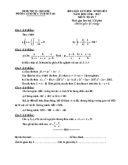 Đề giao lưu HSG Toán 7 năm 2016 – 2017 phòng GD&ĐT Chí Linh – Hải Dương