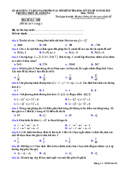 Đề học kỳ 2 Toán 10 năm 2022 – 2023 trường THPT Xuân Hưng – Đồng Nai