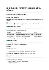 Hệ Thống Kiến Thức Triết Học Mác  Lênin (Dễ Nhớ)