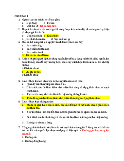 Trắc nghiệm Kinh tế vi mô (Có đáp án)