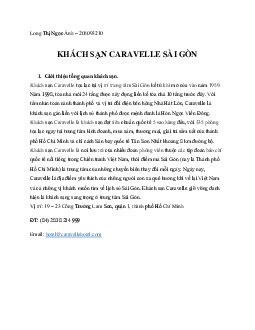 Tiểu luận "Phân tích môi trường bên trong khách sạn Caravelle Sài Gòn"