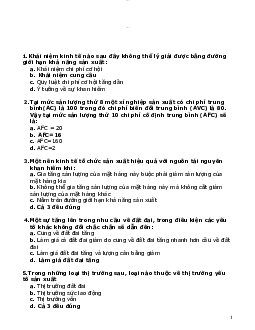 Câu hỏi trắc nghiệm ôn tập chương 2 môn Kinh tế vĩ mô (có đáp án)