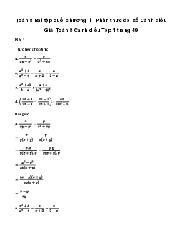 Giải Toán 8 Bài tập cuối chương II | Cánh diều