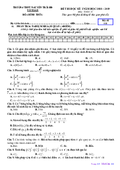 Đề thi học kỳ 1 Toán 11 năm học 2018 – 2019 trường THPT Nguyễn Trãi – Hà Nội