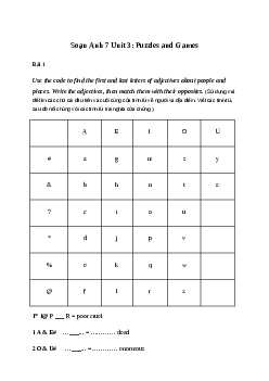Giải Tiếng Anh 7 Unit 3: Puzzles and Games | Friends Plus